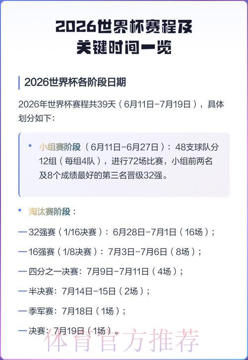 2026年世界杯最新直播赛程时间表一览 2026年世界杯最新直播赛程时间表一览